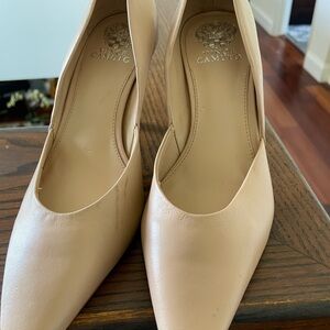 Vince Camuto Nude Leather Pointed-Toe Pumps
